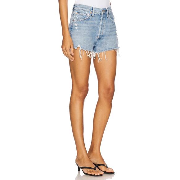 AGOLDE Parker Vintage Cut Off Short in Swapmeet Size 23‎ Blue Distressed Cute - Picture 3 of 16